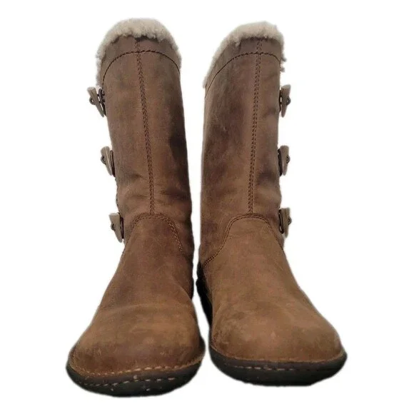 UGG Australia Adirondack Tall Leather Sheepskin Winter Boots Women 10 Chestnut - Picture 2 of 14